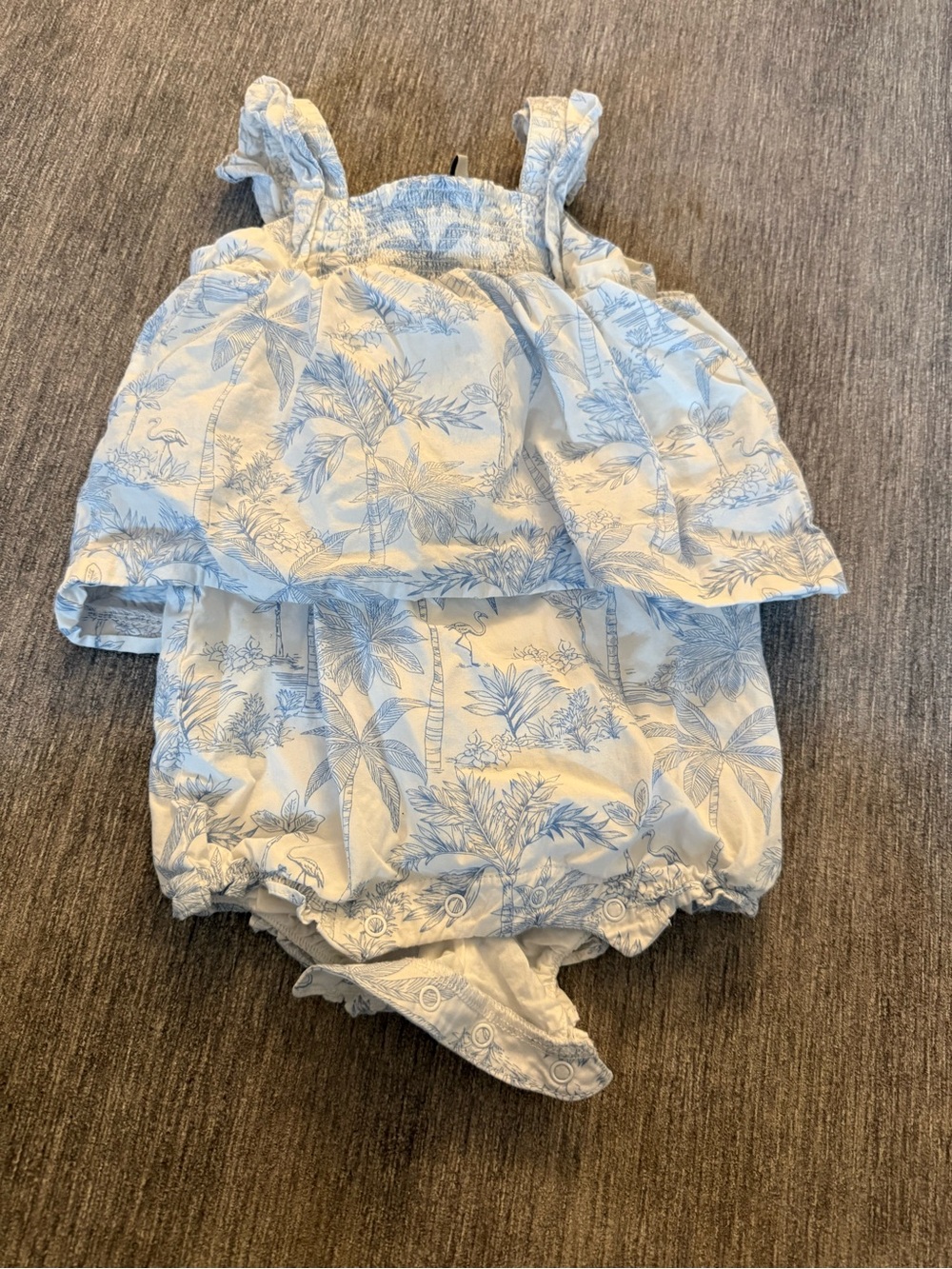 Janie and Jack White & Light Blue FloralRomper